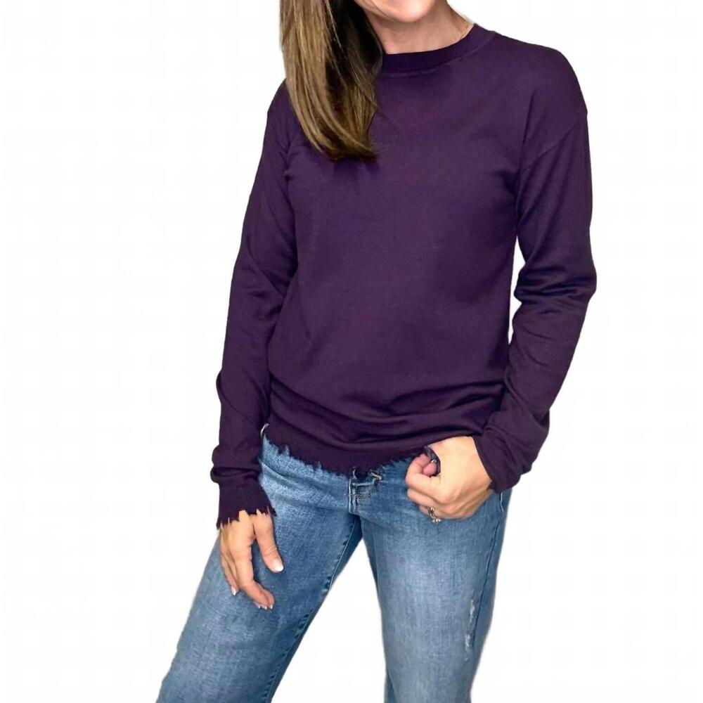 NEW CHARLIE B londonderry crew neck sweater in plum